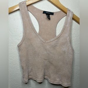 Forever 21 Waffle Knit Cropped Tank Top - Walnut - Small
